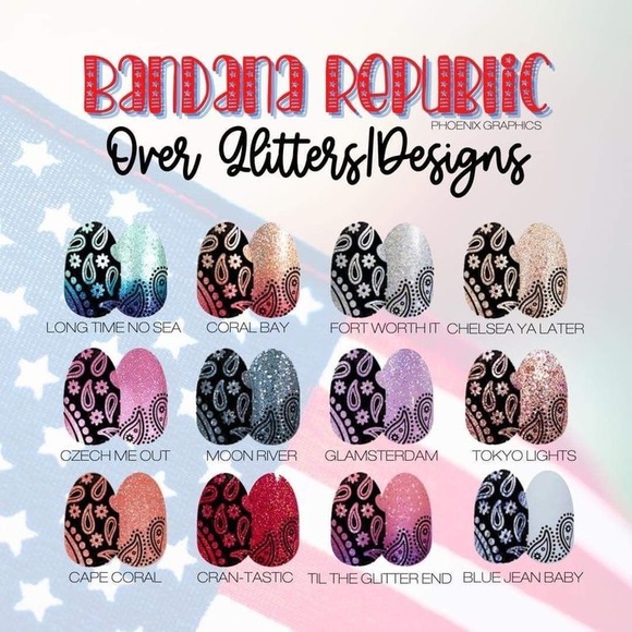 5/$50 Clear Nail Art Bandana Republic Nail Strips - Picture 12 of 15